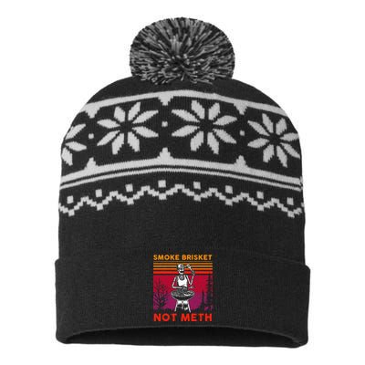 Bbq Skeleton Smoke Brisket Not Meth Grilling Master USA-Made Snowflake Beanie