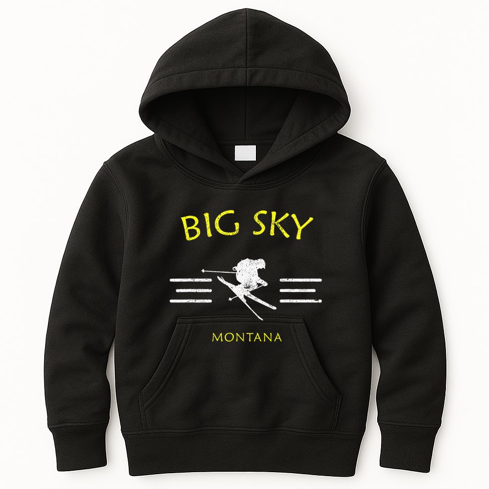 Big Sky Skiing Montana Ski Kids Hoodie