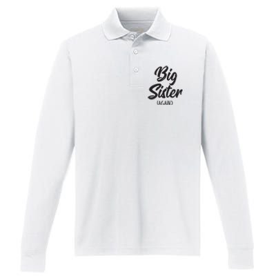 Big Sister Shirts For Girls Kids Big Sis Again Performance Long Sleeve Polo