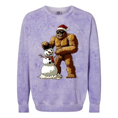 Bigfoot Santa Snowman Xmas Christmas Graphic Colorblast Crewneck Sweatshirt