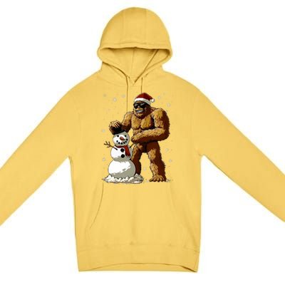 Bigfoot Santa Snowman Xmas Christmas Graphic Premium Pullover Hoodie