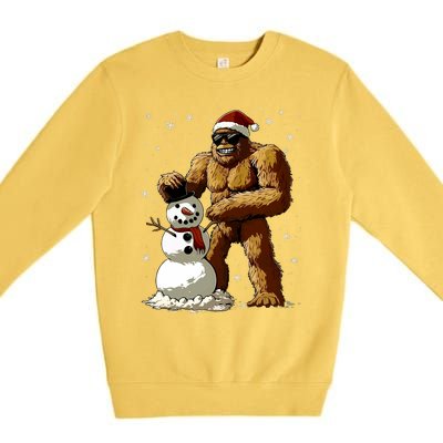 Bigfoot Santa Snowman Xmas Christmas Graphic Premium Crewneck Sweatshirt