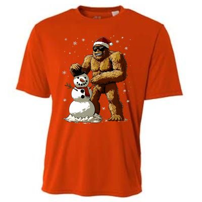 Bigfoot Santa Snowman Xmas Christmas Graphic Cooling Performance Crew T-Shirt