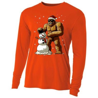 Bigfoot Santa Snowman Xmas Christmas Graphic Cooling Performance Long Sleeve Crew