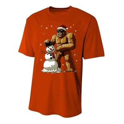 Bigfoot Santa Snowman Xmas Christmas Graphic Performance Sprint T-Shirt