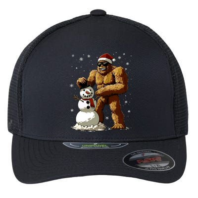 Bigfoot Santa Snowman Xmas Christmas Graphic Flexfit Unipanel Trucker Cap