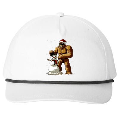 Bigfoot Santa Snowman Xmas Christmas Graphic Snapback Five-Panel Rope Hat