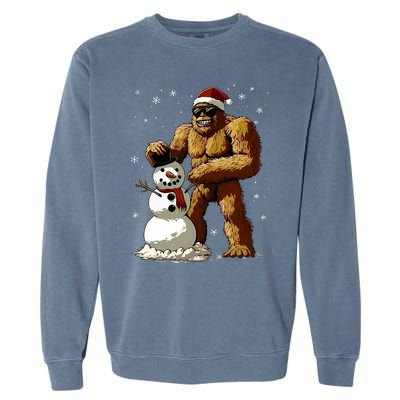 Bigfoot Santa Snowman Xmas Christmas Graphic Garment-Dyed Sweatshirt