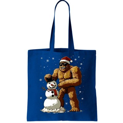 Bigfoot Santa Snowman Xmas Christmas Graphic Tote Bag