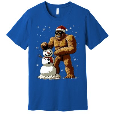 Bigfoot Santa Snowman Xmas Christmas Graphic Premium T-Shirt