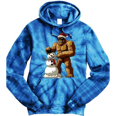 Bigfoot Santa Snowman Xmas Christmas Graphic Tie Dye Hoodie