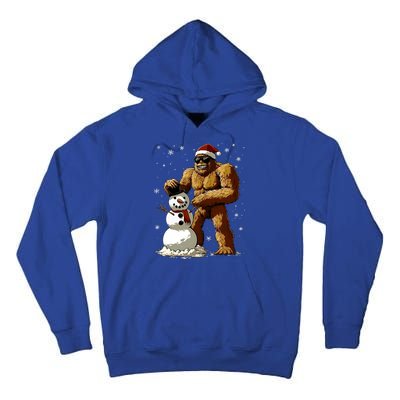 Bigfoot Santa Snowman Xmas Christmas Graphic Tall Hoodie