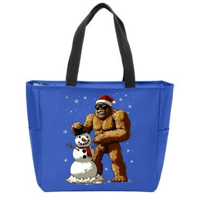 Bigfoot Santa Snowman Xmas Christmas Graphic Zip Tote Bag