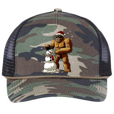 Bigfoot Santa Snowman Xmas Christmas Graphic Retro Rope Trucker Hat Cap