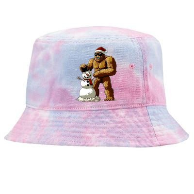 Bigfoot Santa Snowman Xmas Christmas Graphic Tie-Dyed Bucket Hat