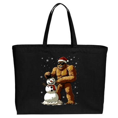 Bigfoot Santa Snowman Xmas Christmas Graphic Cotton Canvas Jumbo Tote