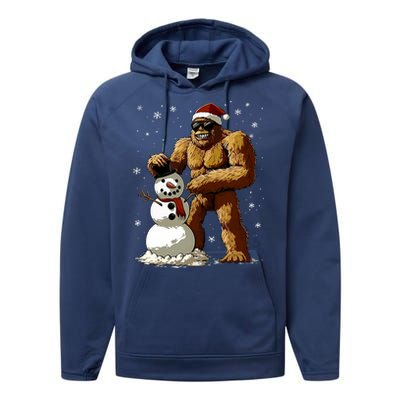 Bigfoot Santa Snowman Xmas Christmas Graphic Performance Fleece Hoodie