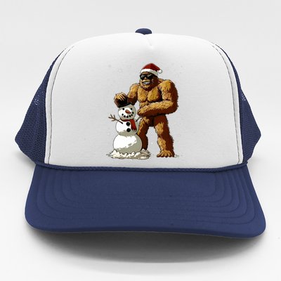 Bigfoot Santa Snowman Xmas Christmas Graphic Trucker Hat