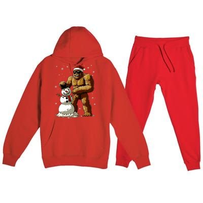 Bigfoot Santa Snowman Xmas Christmas Graphic Premium Hooded Sweatsuit Set