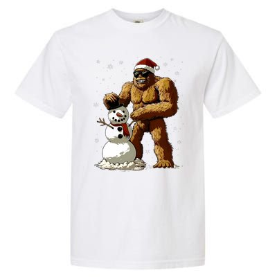 Bigfoot Santa Snowman Xmas Christmas Graphic Garment-Dyed Heavyweight T-Shirt