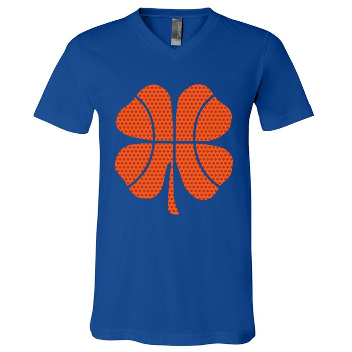 Basketball Shamrock St Patrick's Day Gift V-Neck T-Shirt