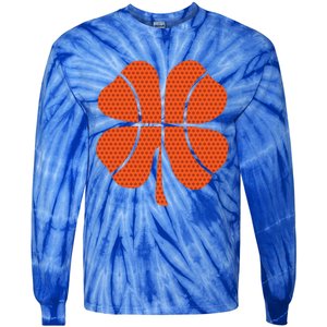 Basketball Shamrock St Patrick's Day Gift Tie-Dye Long Sleeve Shirt