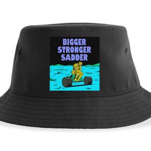 Bigger Stronger Sadder Weightlifting Bodybuilding Fitness Sustainable Bucket Hat