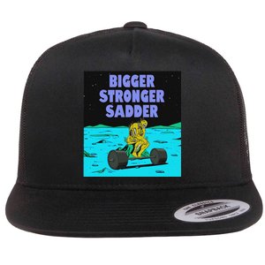 Bigger Stronger Sadder Weightlifting Bodybuilding Fitness Flat Bill Trucker Hat