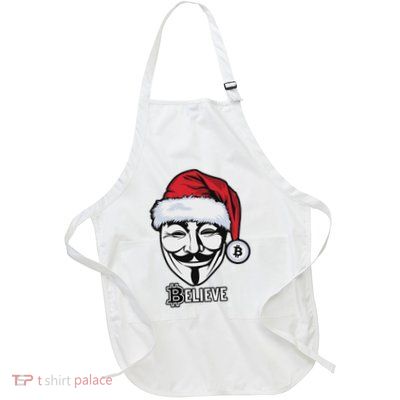 Bitcoin Satoshi Santa Believe In Crypto Currency Full-Length Apron With Pockets