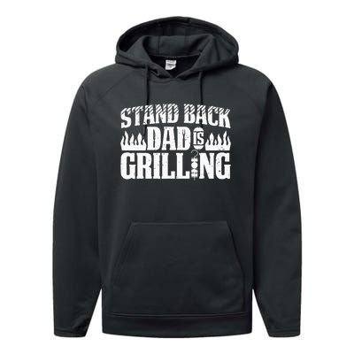 BBQ Smoker Stand Back Dad Is Grilling Performance Fleece Hoodie