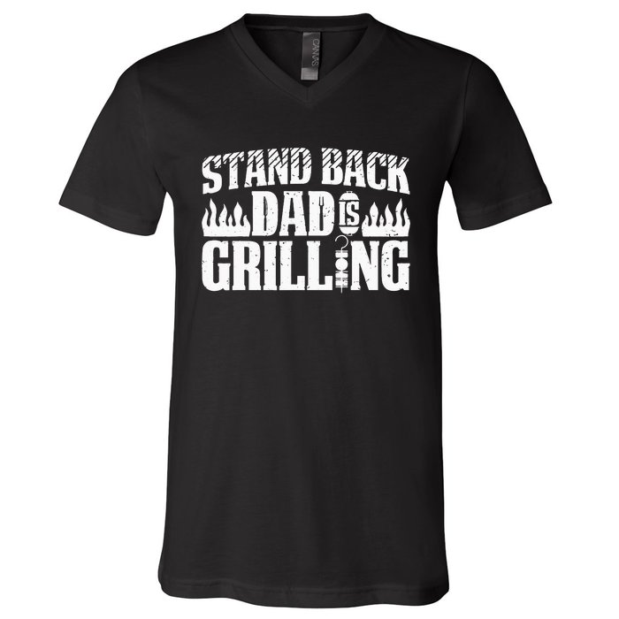 BBQ Smoker Stand Back Dad Is Grilling V-Neck T-Shirt