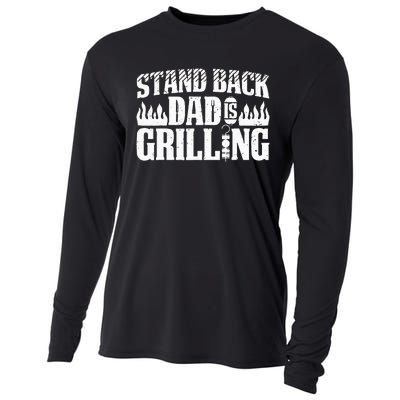 BBQ Smoker Stand Back Dad Is Grilling Cooling Performance Long Sleeve Crew