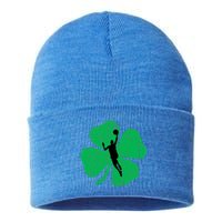 Basketball Shamrock St Patrick's Day Sports Gift Sustainable Knit Beanie