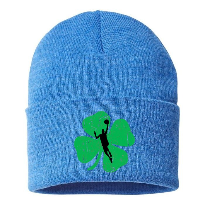 Basketball Shamrock St Patrick's Day Sports Gift Sustainable Knit Beanie