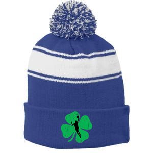 Basketball Shamrock St Patrick's Day Sports Gift Stripe Pom Pom Beanie