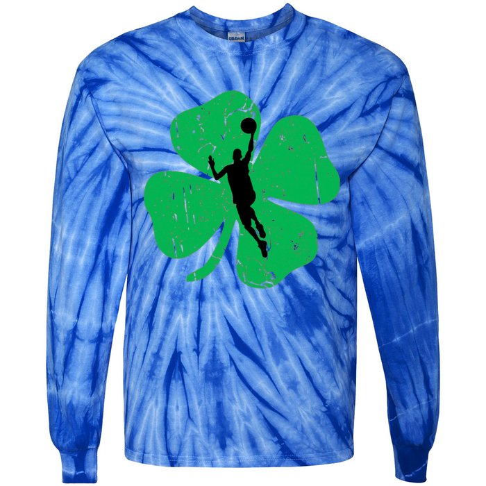 Basketball Shamrock St Patrick's Day Sports Gift Tie-Dye Long Sleeve Shirt