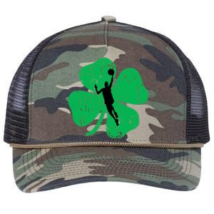 Basketball Shamrock St Patrick's Day Sports Gift Retro Rope Trucker Hat Cap