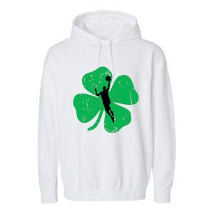 Basketball Shamrock St Patrick's Day Sports Gift Garment-Dyed Fleece Hoodie