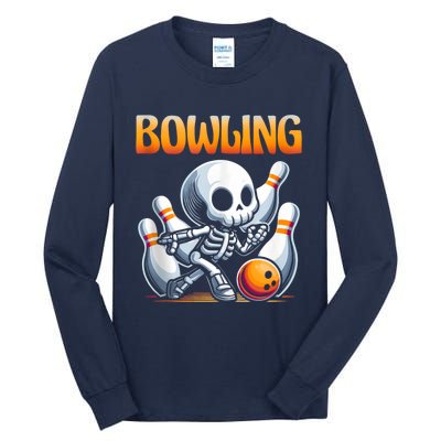 Bowling Skeleton Strikes Fun Tall Long Sleeve T-Shirt