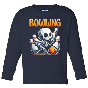 Bowling Skeleton Strikes Fun Toddler Long Sleeve Shirt