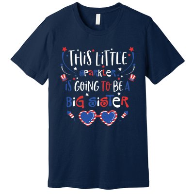 Big Sister Sparkler 4th of July Pregnancy Announcement Girl Premium T-Shirt