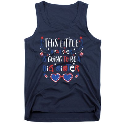 Big Sister Sparkler 4th of July Pregnancy Announcement Girl Tank Top