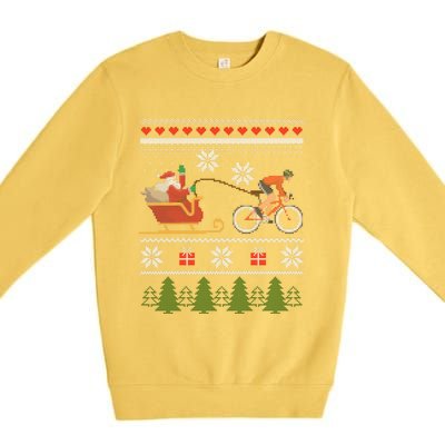 Bike Sledding Santa Sleigh Christmas Cycling Gift Premium Crewneck Sweatshirt