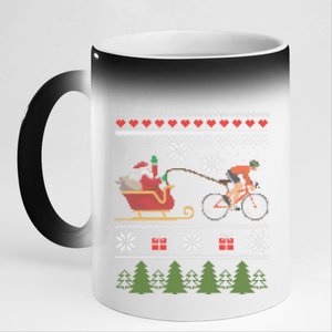 Bike Sledding Santa Sleigh Christmas Cycling Gift 11oz Black Color Changing Mug