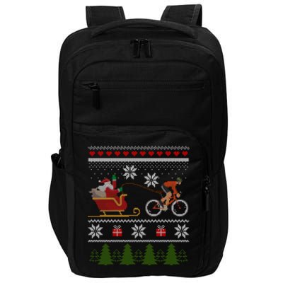 Bike Sledding Santa Sleigh Christmas Cycling Gift Impact Tech Backpack