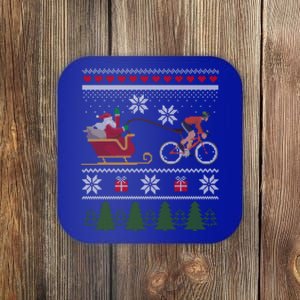 Bike Sledding Santa Sleigh Christmas Cycling Gift Coaster