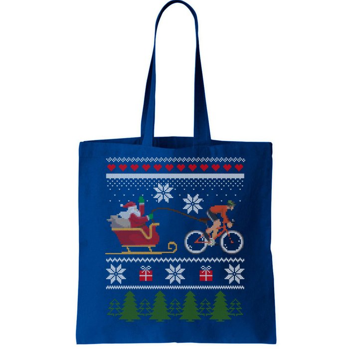 Bike Sledding Santa Sleigh Christmas Cycling Gift Tote Bag