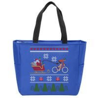 Bike Sledding Santa Sleigh Christmas Cycling Gift Zip Tote Bag