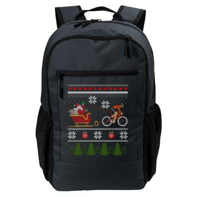 Bike Sledding Santa Sleigh Christmas Cycling Gift Daily Commute Backpack