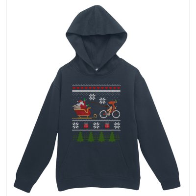 Bike Sledding Santa Sleigh Christmas Cycling Gift Urban Pullover Hoodie